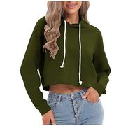 AnnSemo Felpe con cappuccio da donna con cappuccio casual alla moda a maniche lunghe con cappuccio vestibilità comoda con coulisse felpe con cappuccio per le donne UK carino top Y2K vestiti tinta