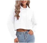 AnnSemo Felpe con cappuccio da donna con cappuccio casual alla moda a maniche lunghe con cappuccio vestibilità comoda con coulisse felpe con cappuccio per le donne UK carino top Y2K vestiti tinta
