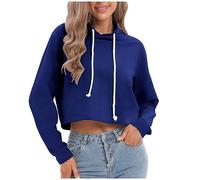AnnSemo Felpe con cappuccio da donna con cappuccio casual alla moda a maniche lunghe con cappuccio vestibilità comoda con coulisse felpe con cappuccio per le donne UK carino top Y2K vestiti tinta
