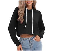AnnSemo Felpe con cappuccio da donna con cappuccio casual alla moda a maniche lunghe con cappuccio vestibilità comoda con coulisse felpe con cappuccio per le donne UK carino top Y2K vestiti tinta