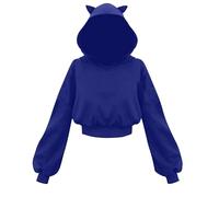 AnnSemo Felpe con cappuccio da donna con orecchie di gatto da donna con maniche a sbuffo felpe con cappuccio carino top moda tinta unita felpe con cappuccio per le donne Y2K vestiti pullover a maniche