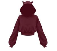 AnnSemo Felpe con cappuccio da donna con orecchie di gatto da donna con maniche a sbuffo felpe con cappuccio carino top moda tinta unita felpe con cappuccio per le donne Y2K vestiti pullover a maniche