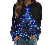 AnnSemo Maglione natalizio da donna con stampa albero di Natale, maglione natalizio divertente per le donne UK classico a maniche lunghe girocollo felpa natalizia pullover, 01 Multicolore, L