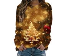 AnnSemo Maglione natalizio da donna, maglione natalizio divertente, elegante, con stampa natalizia, casual, a maniche lunghe, girocollo, felpe da donna, 08 Multicolore, M
