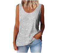 AnnSemo Top da donna elegante senza maniche glitterato canotta con scollo a V canotta con cinturino largo camitops sexy scintillante top estivo quotidiano club festa di nozze per la notte fuori, 00