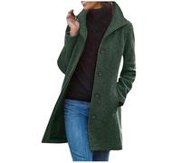 AnnSemo Trench lungo classico da donna a maniche lunghe cappotto di lana invernale caldo caidigan spesso con bottoni antivento giacche slim fit da donna antivento classico risvolto giacca a vento