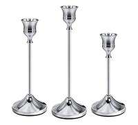 AnnSpa 3 Pezzi Portacandele in Metallo, Argento Porta Candele, 22/19/16cm Candelabro, Centrotavola Cono, Candelabri Moderni, Candeliere da Tavolo Decorazioni per Matrimoni Compleanni Natale