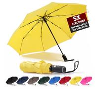 Anntrue Ombrello da viaggio antivento, con chiusura automatica aperta, leggero, compatto, portatile, pieghevole, perfetto per auto, borsa, uomini e donne (giallo)