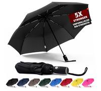 Anntrue Ombrello da viaggio antivento, con chiusura automatica aperta, leggero, compatto, portatile, pieghevole, perfetto per auto, borsa, uomini e donne, nero, One-Size