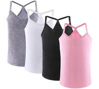Anntry 2-8 Anni Bambine Tinta Unita Canottiere Morbido 4 Pezzi Confortevole Canottiere Traspiranti per Bambini