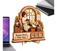 Annual Book Tracker Wooden Acrylic Reading Counter Display With Number Card