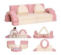 Annualring Divano da gioco per bambini, 10 pezzi, modulare, a forma di fiore, per bambini piccoli, lavabile, design pieghevole per i forti e le attività creative in sala giochi