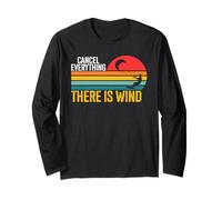Annulla Tutto c'è Vento Retro Kitesurfer Oceano Maglia a Manica
