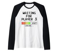 Annuncio di Gravidanza 2027 in Attesa del Giocatore 3 Dad Gamer Maglia con Maniche Raglan