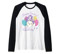 Annuncio di Gravidanza Hoppy Easter We're Eggspecting Egg Maglia con Maniche Raglan