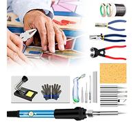 Annuod Kit di Attrezzi per Vitreria Artistica - per Principianti, Set Professionale per Iniziare, con Taglierina per Vetro, Saldatore da 60 W, Nastro in Lamina Rame 2 M