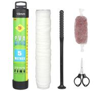 Annyswit 3 Pz Rete PVA per Pesca 5m 18mm/25mm/37mm di Larghezza Con Imbuto, Pestello e Forbici - Solubile per Esche di Carpa e Cibo per Bollire