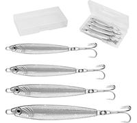 Annyswit 4 Pezzi Esche in Metallo per Pesca in Mare, con Ami Tripli Argento, Minnow Cucchiaini Luccio, Attrezzatura da Pesca in Mare Jigs in Metallo, per Luccio in Acqua Dolce (20/30/40/60g)