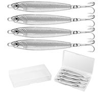 Annyswit 4 Pezzi Esche in Metallo per Pesca in Mare, con Ami Tripli Argento, Minnow Cucchiaini Luccio, Attrezzatura da Pesca in Mare Jigs in Metallo, per Luccio in Acqua Dolce (20g * 4)