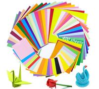 Annyswit 400 Fogli Carta Origami con Forbici & Nastro Biadesivo 10x10/15x15/20x20 cm Carta Colorata Set Doppia Faccia per Creazioni e Progettazioni