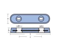 Anodo Tecnoseal per Flaps rettangolare 350/150/250/290 per poppa barca in zinco