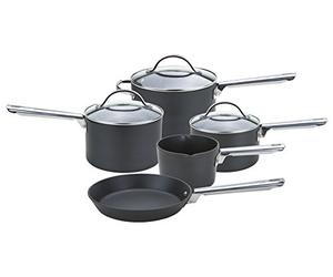 Anolon pentolino per il latte professionale in alluminio anodizzato, pentole e padella, nero, Alluminio duro anodizzato, Nero, Set di 5