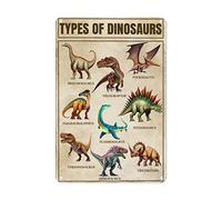Anomadassi Tipi di dinosauri Poster 20,3 x 30,5 cm, cartello in alluminio per decorazione da parete, insegna educativa per la decorazione della parete, targa in metallo per la camera dei bambini