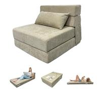 ANONER 70 x 190 cm Divano letto pieghevole, con cuscino, la sedia si può convertire in materasso, coperta di Divano rimovibile, perfetto per piccole stanze e spazi multifunzionali, Beige