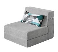 ANONER 70 x 190 cm Divano Pieghevole Futon con Cotone di Memoria e Cuscino, Divano Letto Futon Lavabile Set per Lettura Yoga Ufficio, Grigio Chiaro
