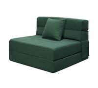 ANONER Divano letto futon pieghevole con cotone memory e cuscino, set di poltrone lavabili, poltrona letto per soggiorno loft, verde scuro