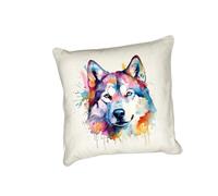 Anonymous Gifting Federa per cuscino con stampa di cane ad acquerello, perfetta per gli amanti dei cani, Husky