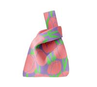 Anopo Borsa da Polso con Nodo da Donna Piccole Borse all'uncinetto Estetica Carino Fiore Borsetta Maglia Borsa da Sera Moda Borsa a Tote Tulipani Rosa