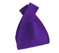 Anopo Borsa Piccola con Fiocco per Donna Mini Borsa a Mano all'Uncinello Borsetta Portamonete in Maglia Spessa per Spiaggia Viaggio Uso Quotidiano Vuoto Viola