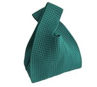 Anopo Borsa Piccola con Fiocco per Donna Mini Borsa a Mano all'Uncinello Borsetta Portamonete in Maglia Spessa per Spiaggia Viaggio Uso Quotidiano Vuoto Verde Smeraldo