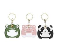 Anopo Confezione da 3 Custodie in Pelle PU Compatibile con AirTag con Anello Metallico Copertura Protettiva per Localizzatore GPS Chiavi Portafogli e Valigie Rana+Ippopotamo+Panda