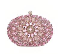 Anopo Rosa Clutch per Donne Barsa o Tracolla con Catenella Oro per Ospiti di Nozze Ed Eventi Formali