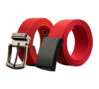 Anopo Uomo Cinture Elastiche Tessute 2pcs Cintura Regolabile in Tela di Tessuto CinturaTattica Casual per Jeans Golf Lavoro Rosso 160CM