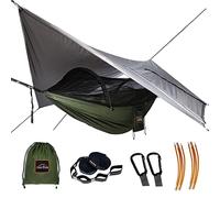 AnorTrek Amaca da Campeggio con Zanzariera e Telo Antipioggia, Doppia Portatile con 2 Cinghie per Alberi, Realizzata in Nylon 230T