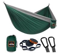 AnorTrek Amaca da Campeggio, Super Leggera e Portatile Amaca in Paracadute con Due Cinghie per Albero, Amaca Singola o Doppia in Nylon da Viaggio per Campeggio, Backpacking e Escursionismo