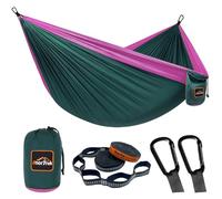 AnorTrek Amaca da Campeggio, Super Leggera e Portatile Amaca in Paracadute con Due Cinghie per Albero, Amaca Singola o Doppia in Nylon da Viaggio per Campeggio, Backpacking e Escursionismo