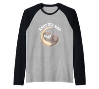Anotter Nap Lontra Luna Sonno Divertimento Maglia con Maniche Raglan