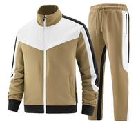 ANOTWENER, Tuta da uomo casual in 2 pezzi, a maniche lunghe, giacca con cerniera intera e pantaloni sportivi da jogging, M