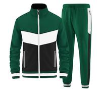 ANOTWENER, Tuta da uomo casual in 2 pezzi, a maniche lunghe, giacca con cerniera intera e pantaloni sportivi da jogging, 3XL