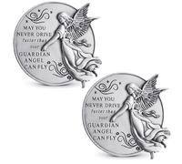 ANOWVI Clip per visiera con angelo custode per auto, con scritta "May You Never Drive Faster Than Your Guardian Angel Can Fly, regalo per il conducente, accessori per auto per clip per auto