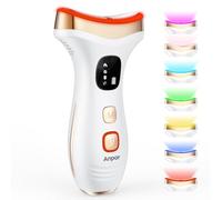 Anpor Massaggiatore 7 in 1 per viso e collo con calore e freddo, strumento massaggiatore viso Gua Sha, microcorrente, luce a 7 colori, 7 modalità, vibrazione intelligente per la cura del viso e del