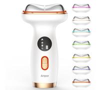Anpor Massaggiatore di bellezza per viso e collo con calore e freddo, strumento massaggiatore viso Gua Sha, microcorrente, luce a 7 colori, 7 modalità, vibrazione intelligente per la cura del viso e