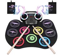 Anpro Batteria Elettronica, 9 Praticare Drum Pads con 2 Bacchette Pedali, Schermo LED, Portatile Tavolo Pieghevole Digitale Tamburo Set, Adatto a Bambini, Adulti e Principianti, Regalo di Compleanno
