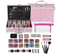 Anpro Set Trucchi, con una collezione professionale di trucchi per adolescenti. Il set completo di cosmetici include pennelli per il trucco, rossetto, palette di ombretti, fard e glitter gel ros