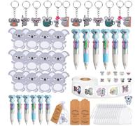 Anprola Koala - Set regalo per feste con note adesive, penna a sfera, portachiavi, adesivi, sacchetti in organza ed etichette per biglietti, per feste di compleanno a tema koala, decorazioni