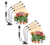 ANPSSSEN 2 Pack Luci per piante a 3 teste, luce di crescita per piante da interno, lampada di crescita a spettro completo con clip, timer di accensione e spegnimento automatico 3/9/12Hours